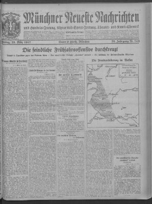 Münchner neueste Nachrichten Freitag 23. März 1917