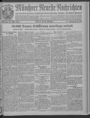 Münchner neueste Nachrichten Montag 26. März 1917