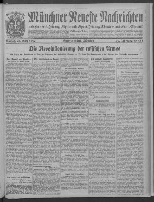 Münchner neueste Nachrichten Montag 26. März 1917