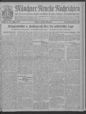 Münchner neueste Nachrichten Mittwoch 28. März 1917