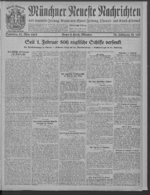 Münchner neueste Nachrichten Samstag 31. März 1917