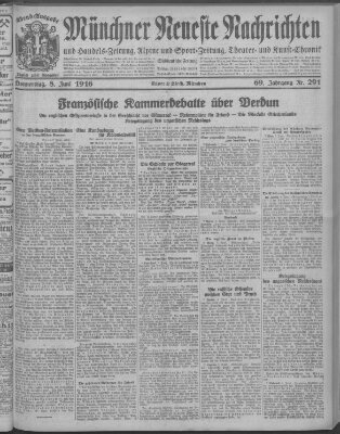 Münchner neueste Nachrichten Donnerstag 8. Juni 1916