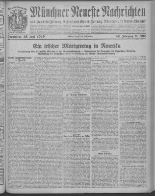 Münchner neueste Nachrichten Donnerstag 15. Juni 1916