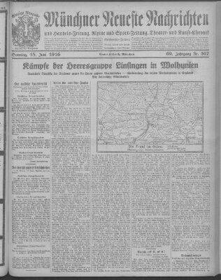 Münchner neueste Nachrichten Sonntag 18. Juni 1916