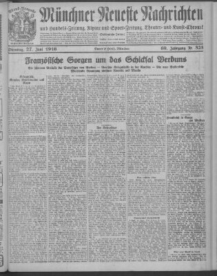 Münchner neueste Nachrichten Dienstag 27. Juni 1916