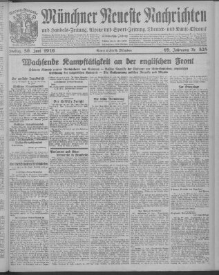 Münchner neueste Nachrichten Freitag 30. Juni 1916