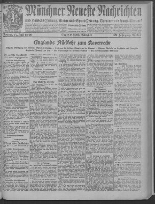 Münchner neueste Nachrichten Montag 10. Juli 1916