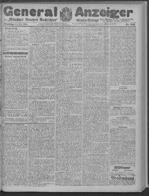 Münchner neueste Nachrichten Dienstag 11. Juli 1916