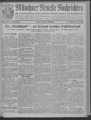 Münchner neueste Nachrichten Mittwoch 12. Juli 1916