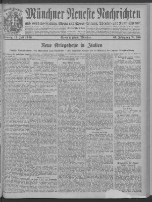 Münchner neueste Nachrichten Montag 17. Juli 1916