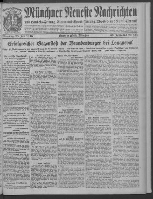 Münchner neueste Nachrichten Dienstag 25. Juli 1916