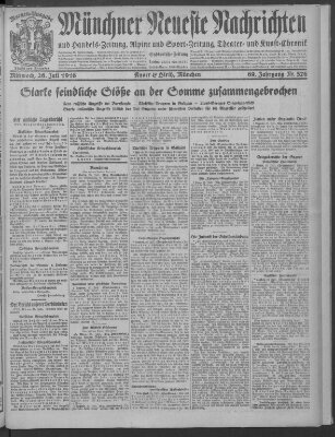 Münchner neueste Nachrichten Mittwoch 26. Juli 1916