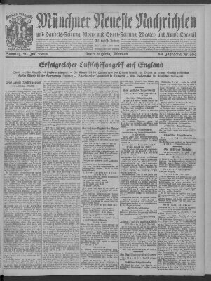 Münchner neueste Nachrichten Sonntag 30. Juli 1916