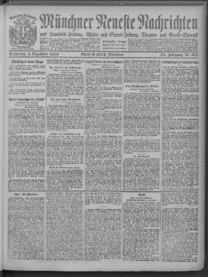 Münchner neueste Nachrichten Samstag 4. Dezember 1920