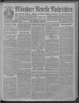 Münchner neueste Nachrichten Dienstag 7. Dezember 1920