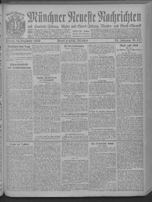 Münchner neueste Nachrichten Freitag 10. Dezember 1920