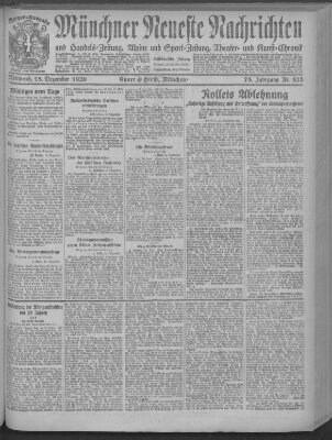 Münchner neueste Nachrichten Mittwoch 15. Dezember 1920