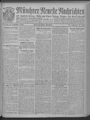 Münchner neueste Nachrichten Freitag 17. Dezember 1920