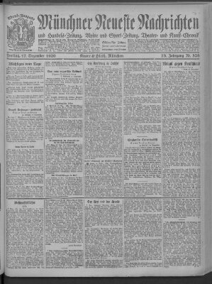 Münchner neueste Nachrichten Freitag 17. Dezember 1920