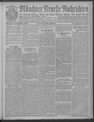 Münchner neueste Nachrichten Mittwoch 29. Dezember 1920