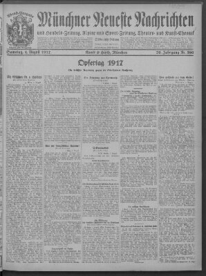 Münchner neueste Nachrichten Samstag 4. August 1917