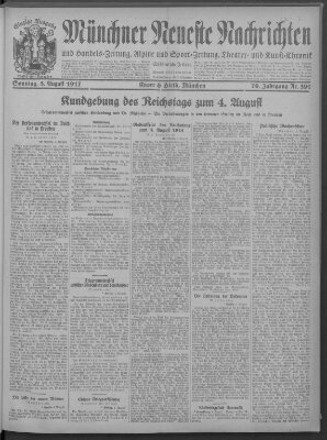 Münchner neueste Nachrichten Sonntag 5. August 1917