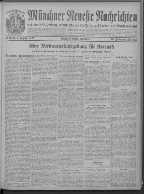 Münchner neueste Nachrichten Montag 6. August 1917