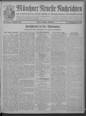 Münchner neueste Nachrichten Dienstag 7. August 1917