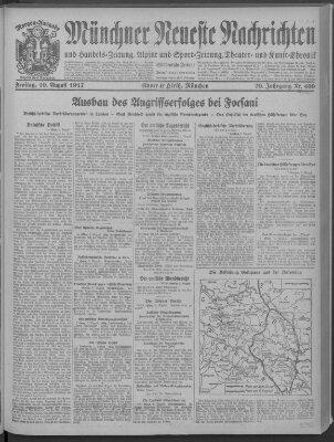 Münchner neueste Nachrichten Freitag 10. August 1917