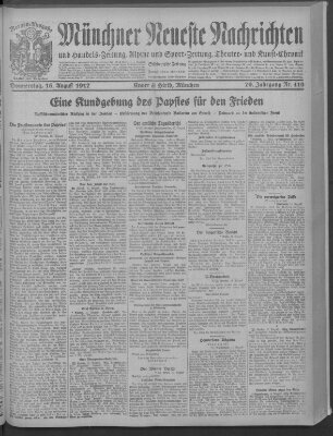 Münchner neueste Nachrichten Donnerstag 16. August 1917