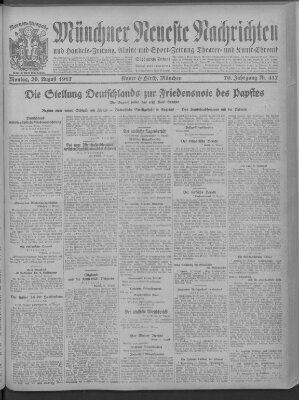 Münchner neueste Nachrichten Montag 20. August 1917