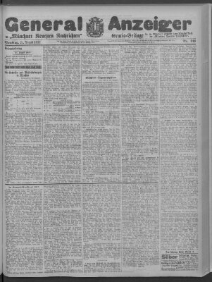 Münchner neueste Nachrichten Dienstag 21. August 1917