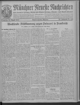 Münchner neueste Nachrichten Samstag 25. August 1917