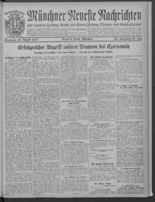 Münchner neueste Nachrichten Dienstag 28. August 1917