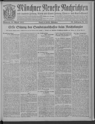 Münchner neueste Nachrichten Mittwoch 29. August 1917