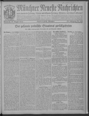 Münchner neueste Nachrichten Mittwoch 29. August 1917