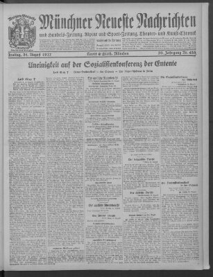 Münchner neueste Nachrichten Freitag 31. August 1917