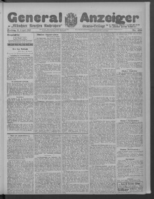 Münchner neueste Nachrichten Freitag 31. August 1917