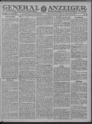 Münchner neueste Nachrichten Mittwoch 1. Februar 1922