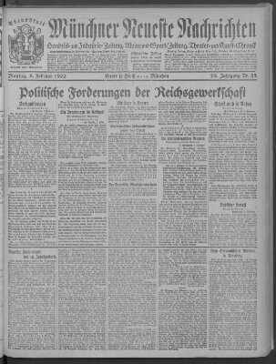 Münchner neueste Nachrichten Montag 6. Februar 1922