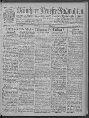 Münchner neueste Nachrichten Dienstag 7. Februar 1922