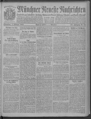 Münchner neueste Nachrichten Dienstag 7. Februar 1922