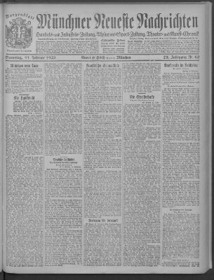 Münchner neueste Nachrichten Samstag 11. Februar 1922