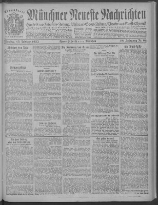 Münchner neueste Nachrichten Montag 13. Februar 1922