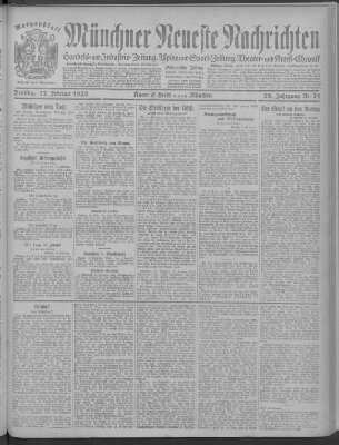 Münchner neueste Nachrichten Freitag 17. Februar 1922