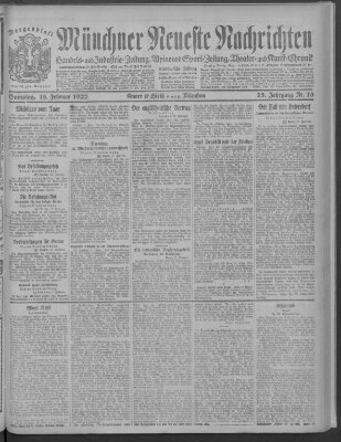 Münchner neueste Nachrichten Samstag 18. Februar 1922