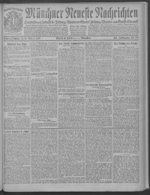 Münchner neueste Nachrichten Sonntag 19. Februar 1922