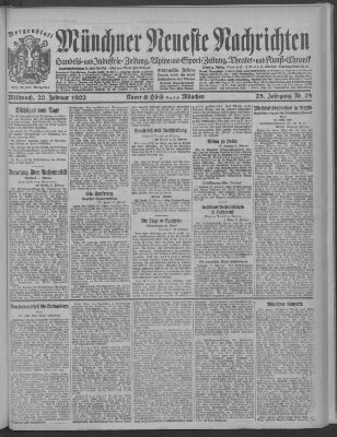 Münchner neueste Nachrichten Mittwoch 22. Februar 1922