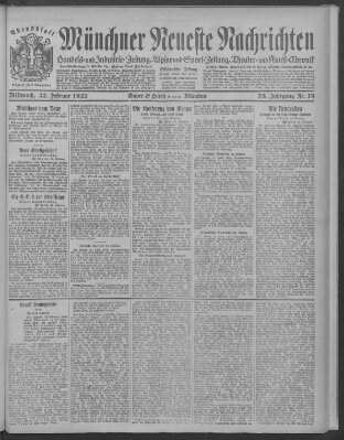 Münchner neueste Nachrichten Mittwoch 22. Februar 1922