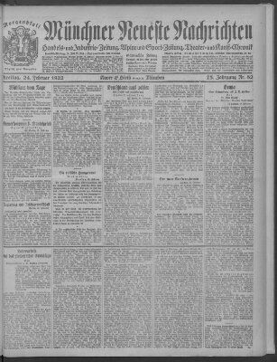 Münchner neueste Nachrichten Freitag 24. Februar 1922